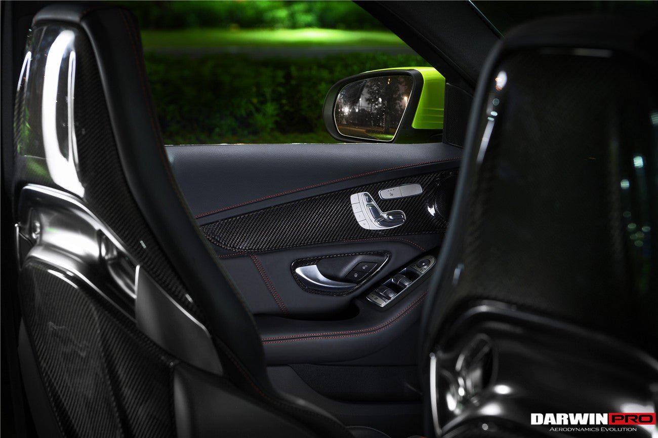 2015 - 2021 Mercedes Benz W205 C Class GLC X253 Carbon Fiber Interior Door Handle Cover Trim